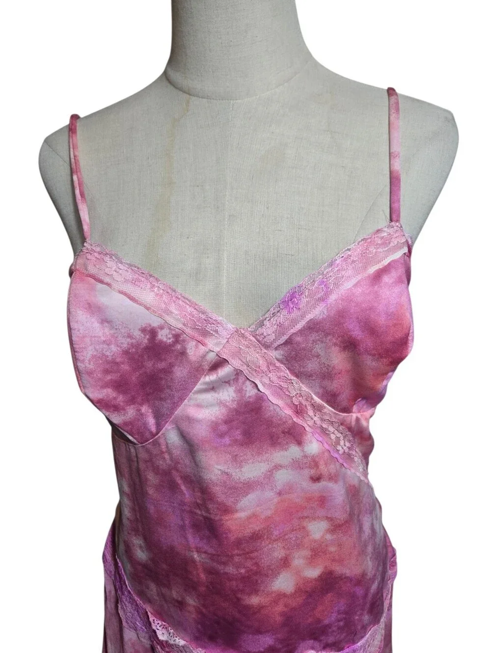 wild fable Pink Tie-Dye Festival Lace-Trim Slip Mini Dress NWT